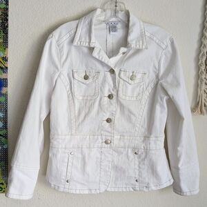 Cabi White Denim Jean Jacket Women's Size Small Vintage
